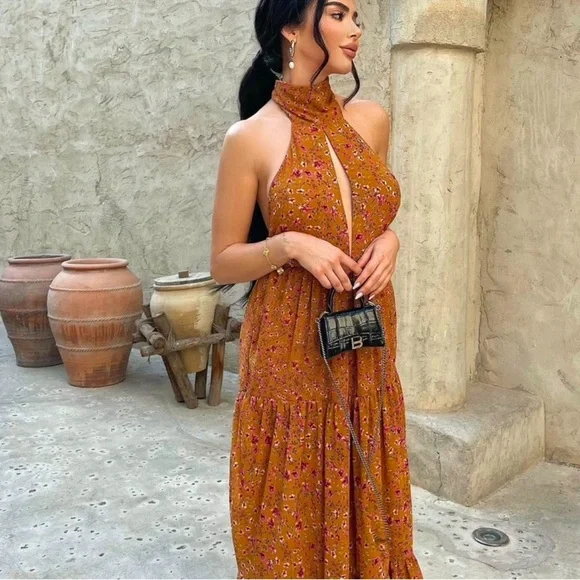 Orange Floral Halter Maxi Dress LoveShackFancy Isabel marant LoveShackFancy - Picture 9 of 9